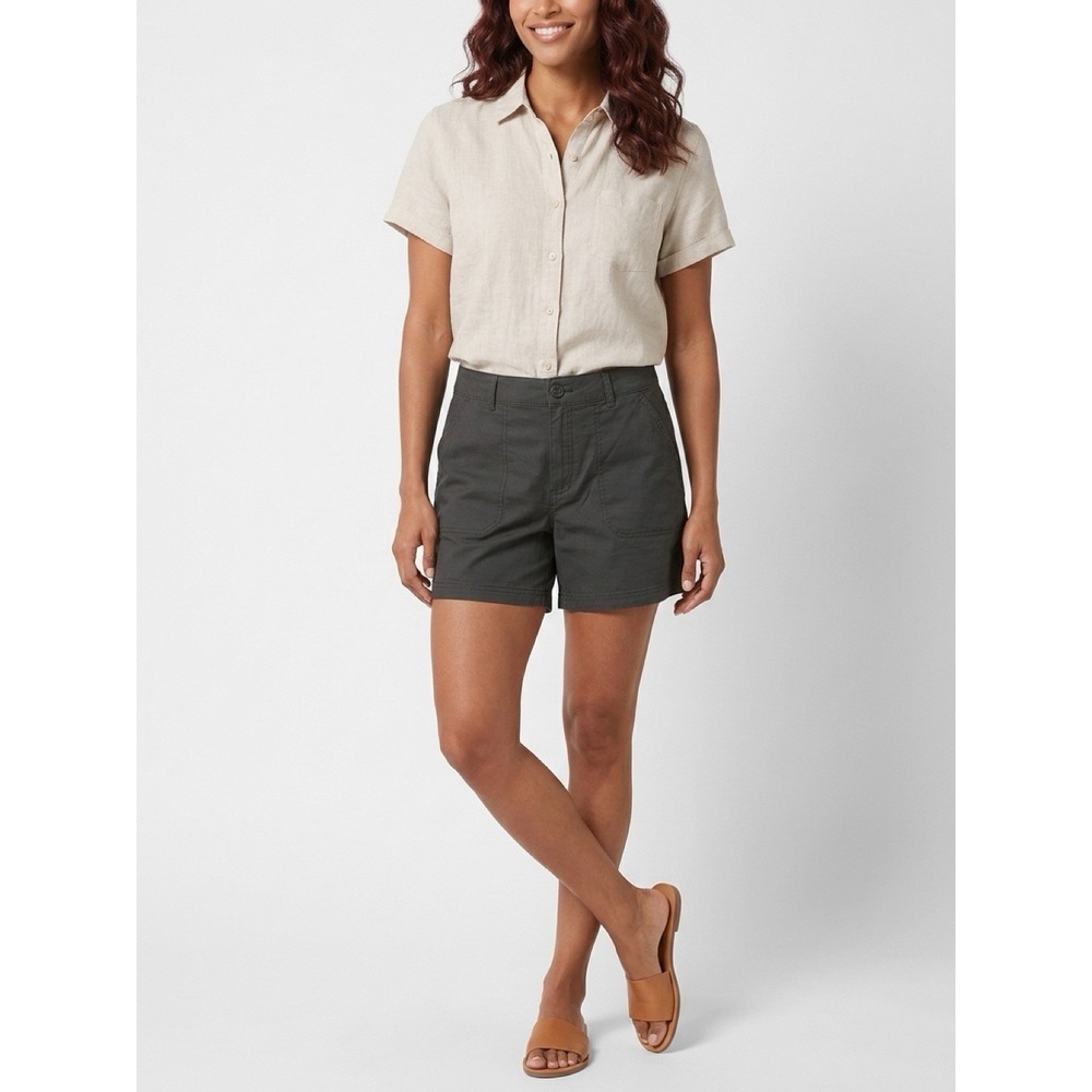 Eddie Bauer Women's Ripstop Shorts Size 12 Black 5" Inseam Stretch Cotton NWT